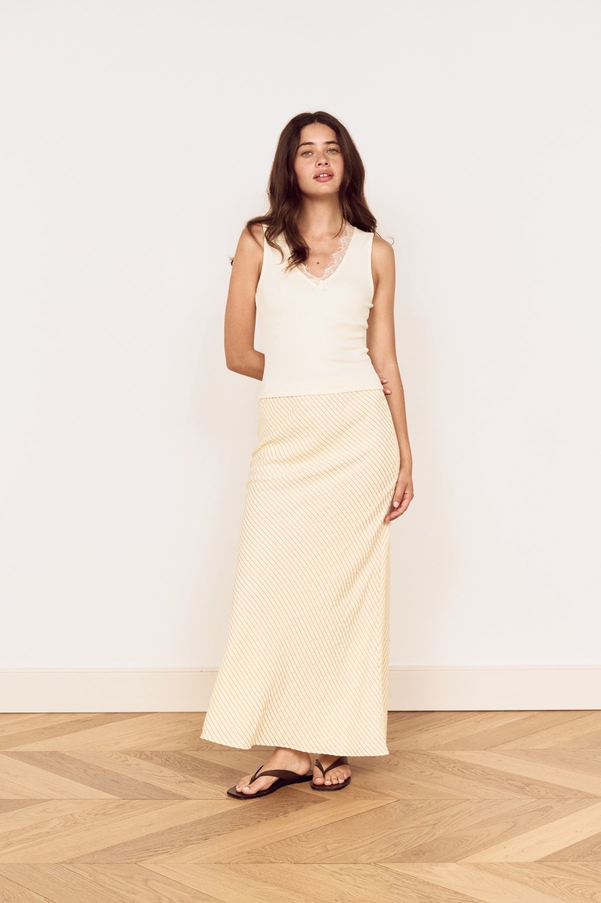 Mink Pink Asa Midi Skirt Latte