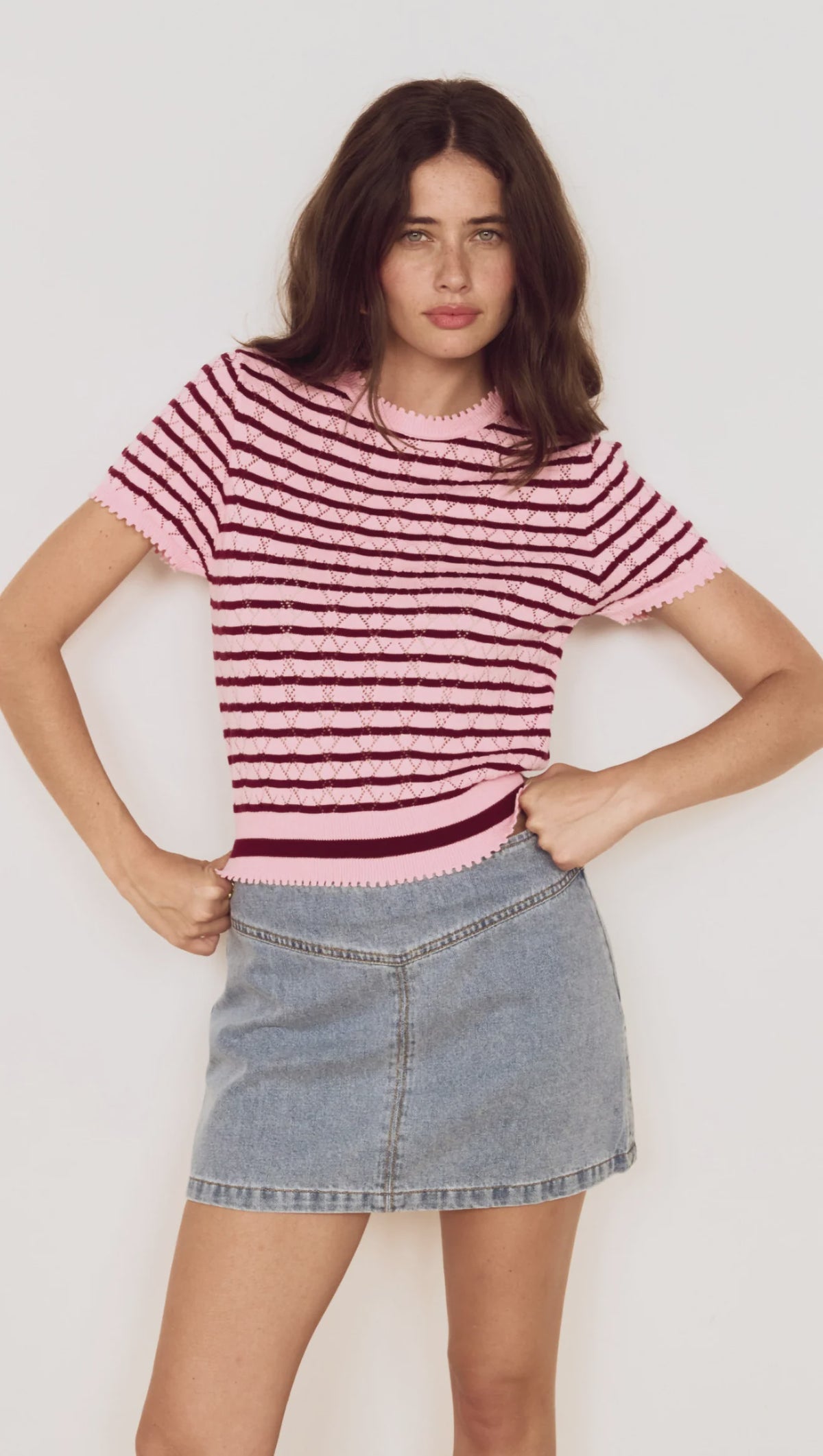 Mink Pink Calla Knit Tee Rose Pink