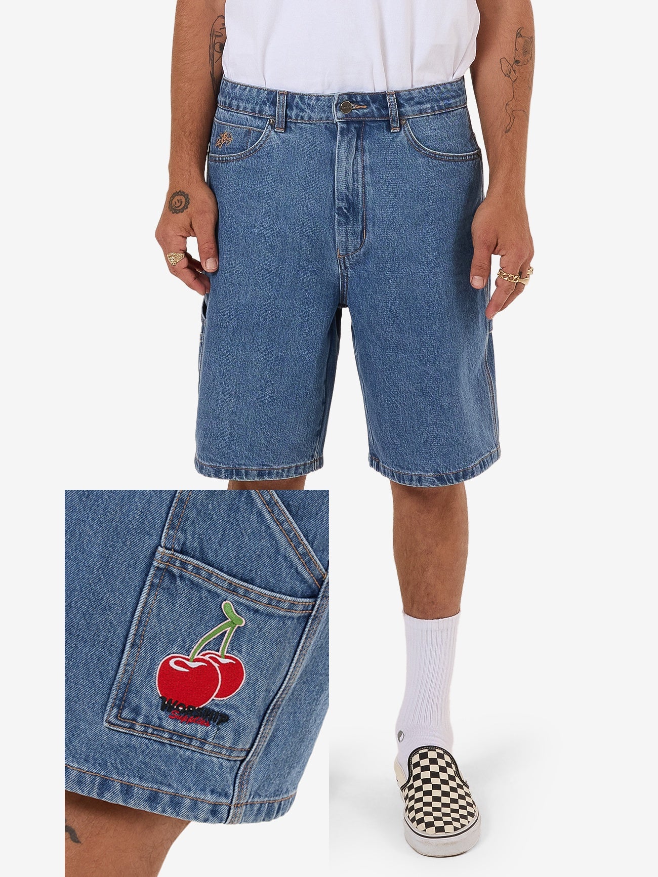 Worship Glazed And Confused Carpenter Jean Short Sky High Blue