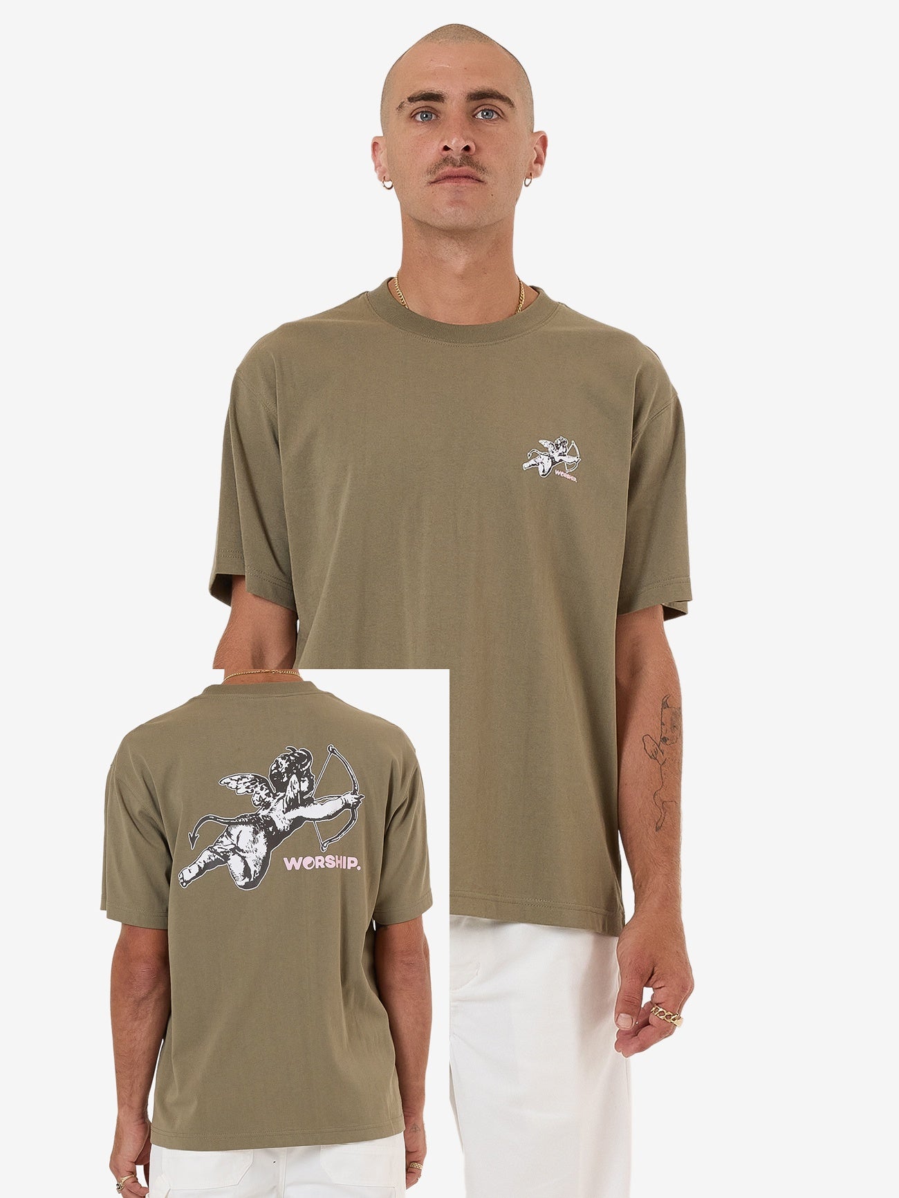 Worship Cherub Tee Kelp