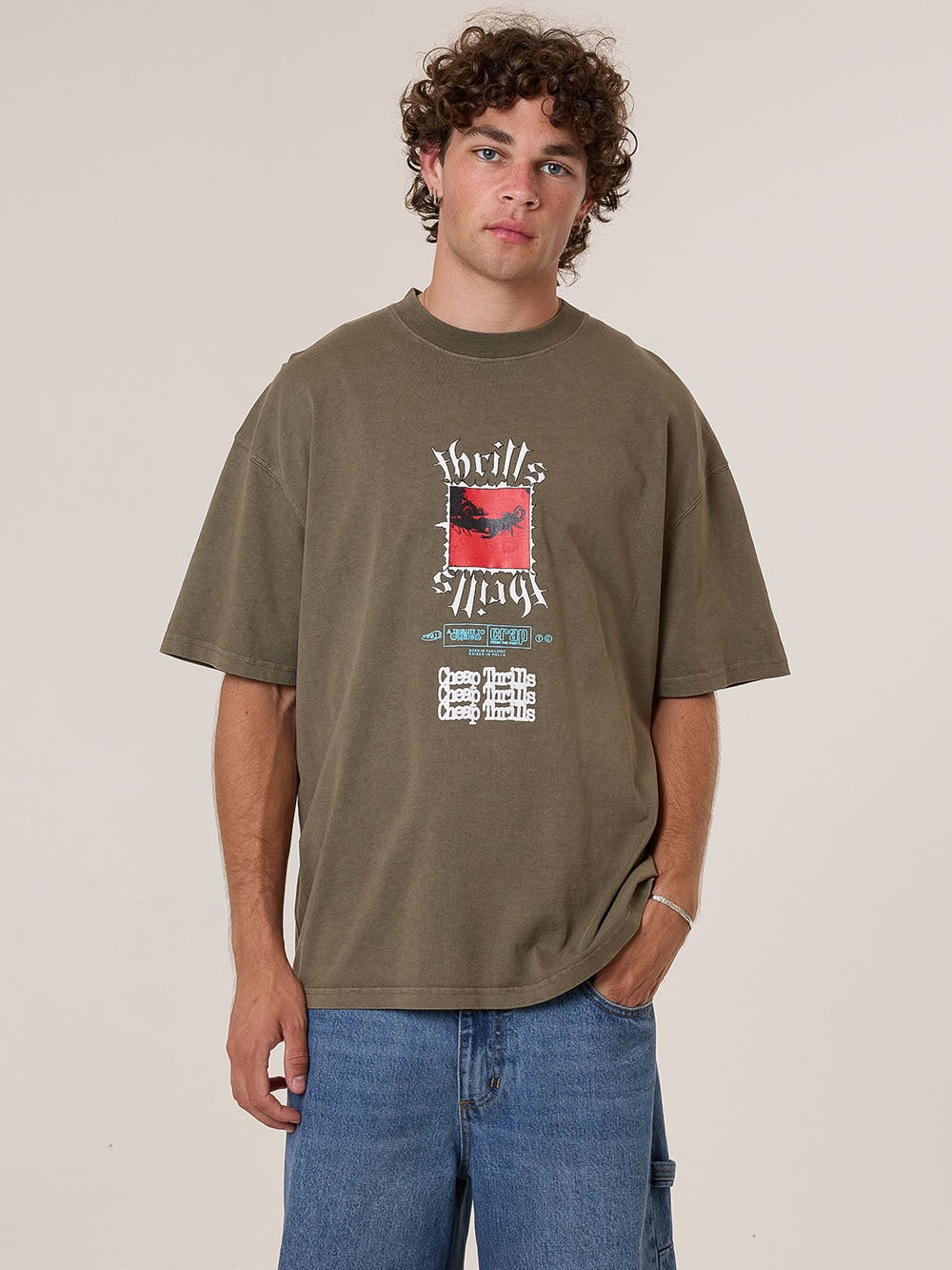 Thrills Cheap Box Fit Oversize Tee Tarmac