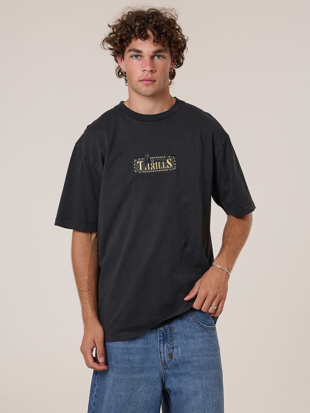 Thrills Pit Stop Oversize Fit Tee Pirate Black