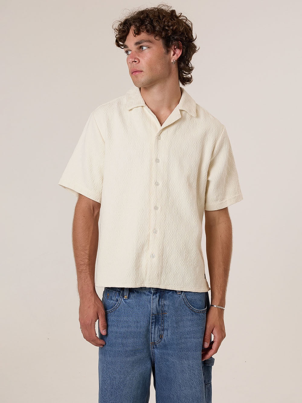 Thrills Vanished Short Bowling Shirt Heritage White