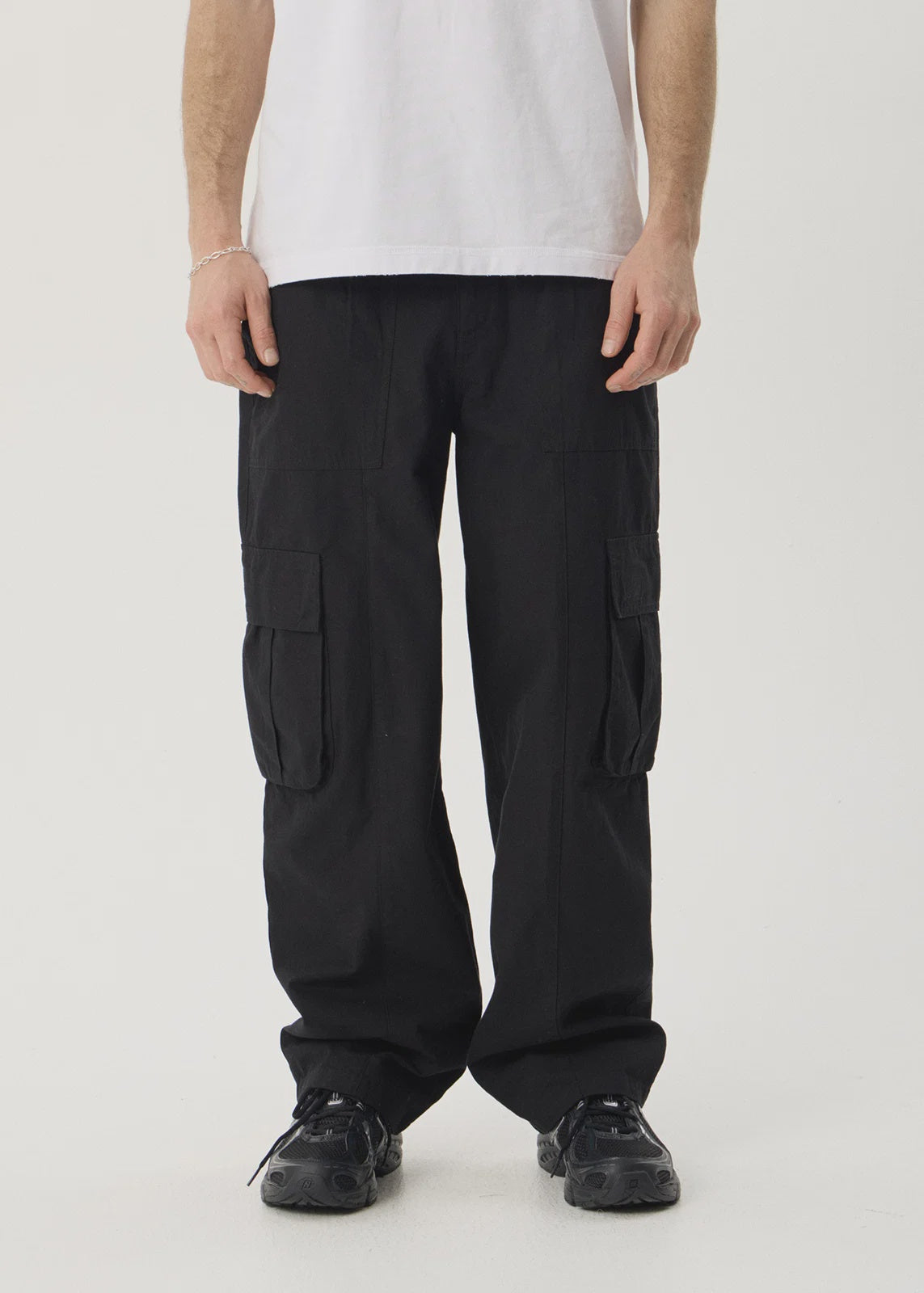 Afends Summit Recycled Pleated Cargo Pant Black
