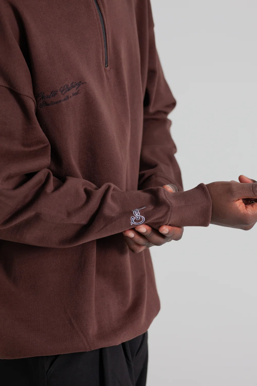 Crate 1/4 Zip Up Box Crew Brown