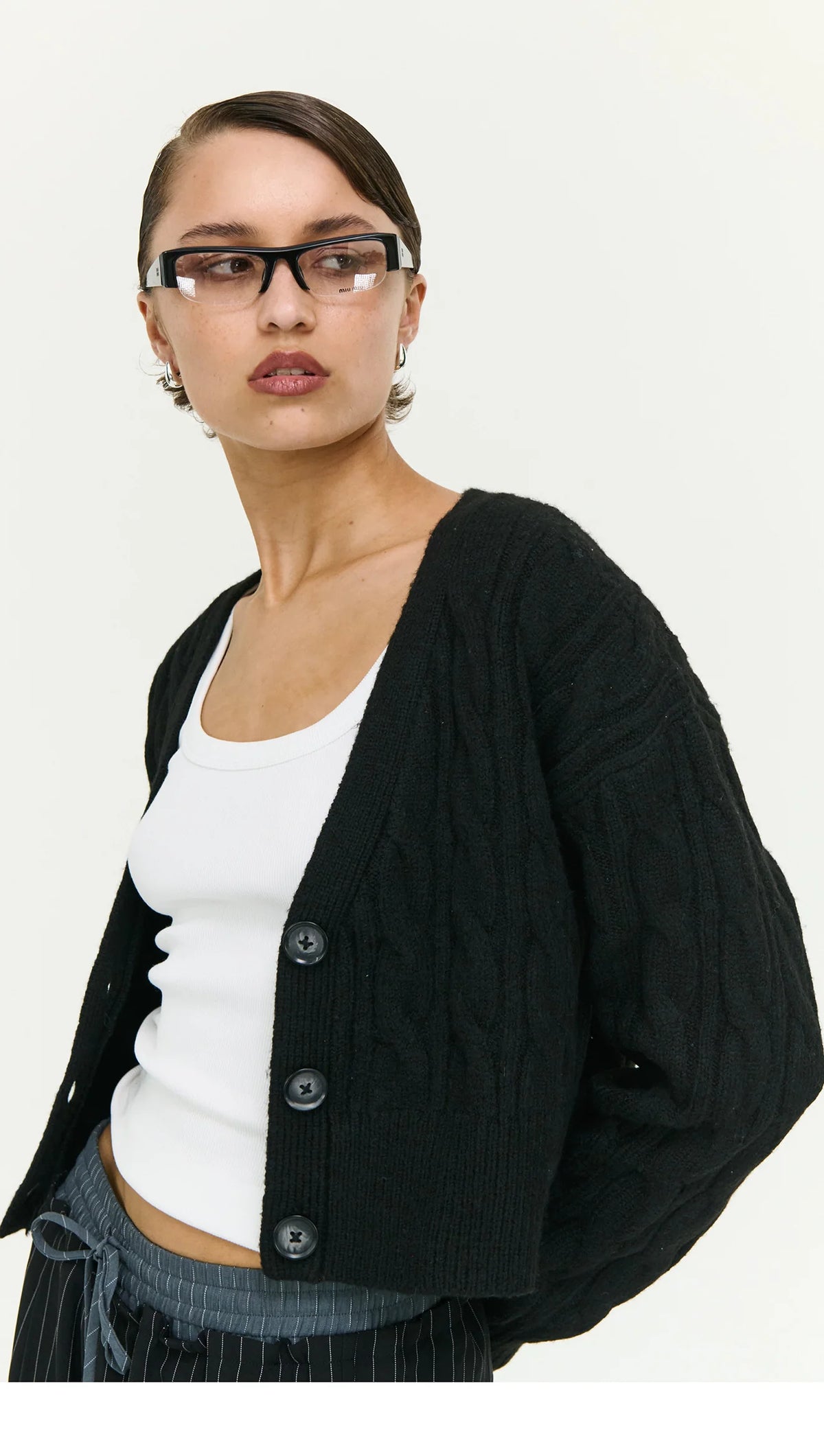 Staple the Label Salem Cable Knit Cardigan
