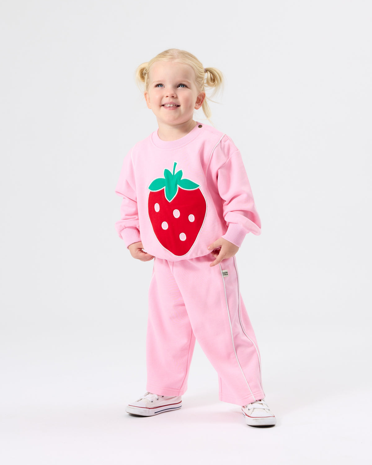 Goldie + Ace Jumbo Strawberry Piped Sweater Pink