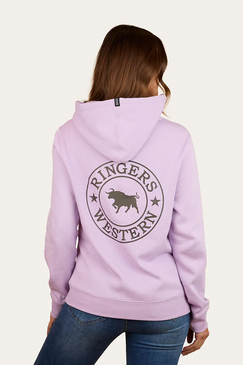 Ringers Western Signature Bull Womens Pullover Hoodie Lavender