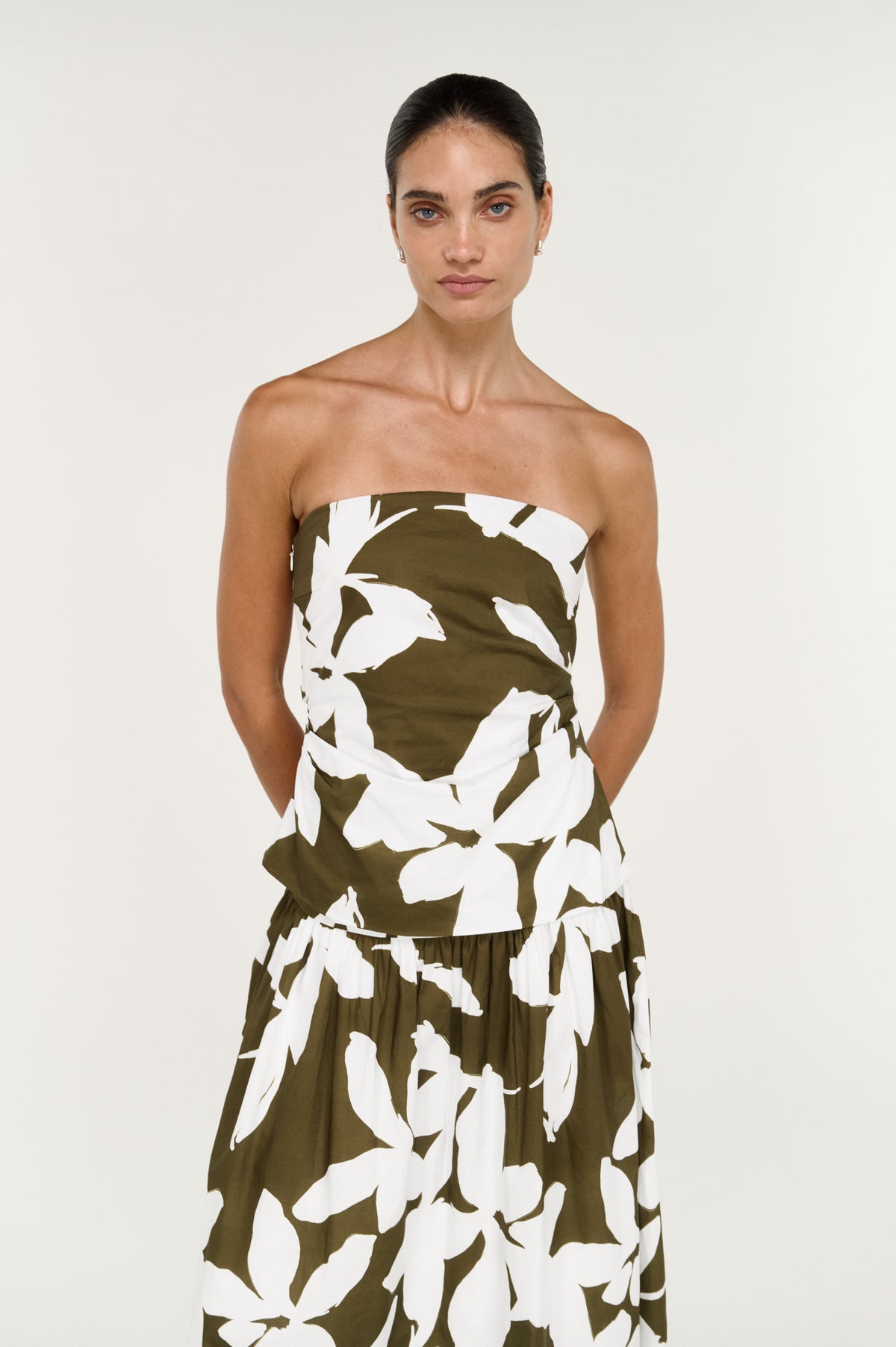 Staple the Label Liora Strapless Top Khaki/Cream