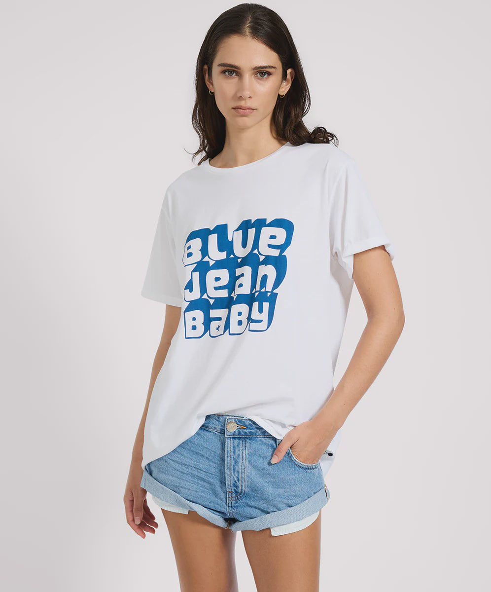 One Teaspoon Blue Jean Baby BF Tee White