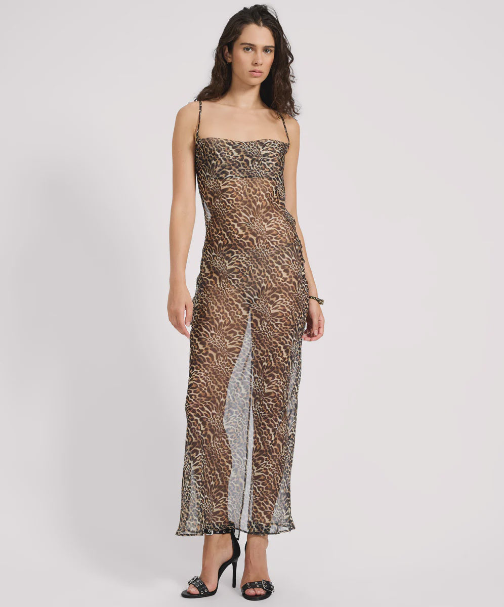 One Teaspoon  Jagger Maxi Slip Dress-Leopard
