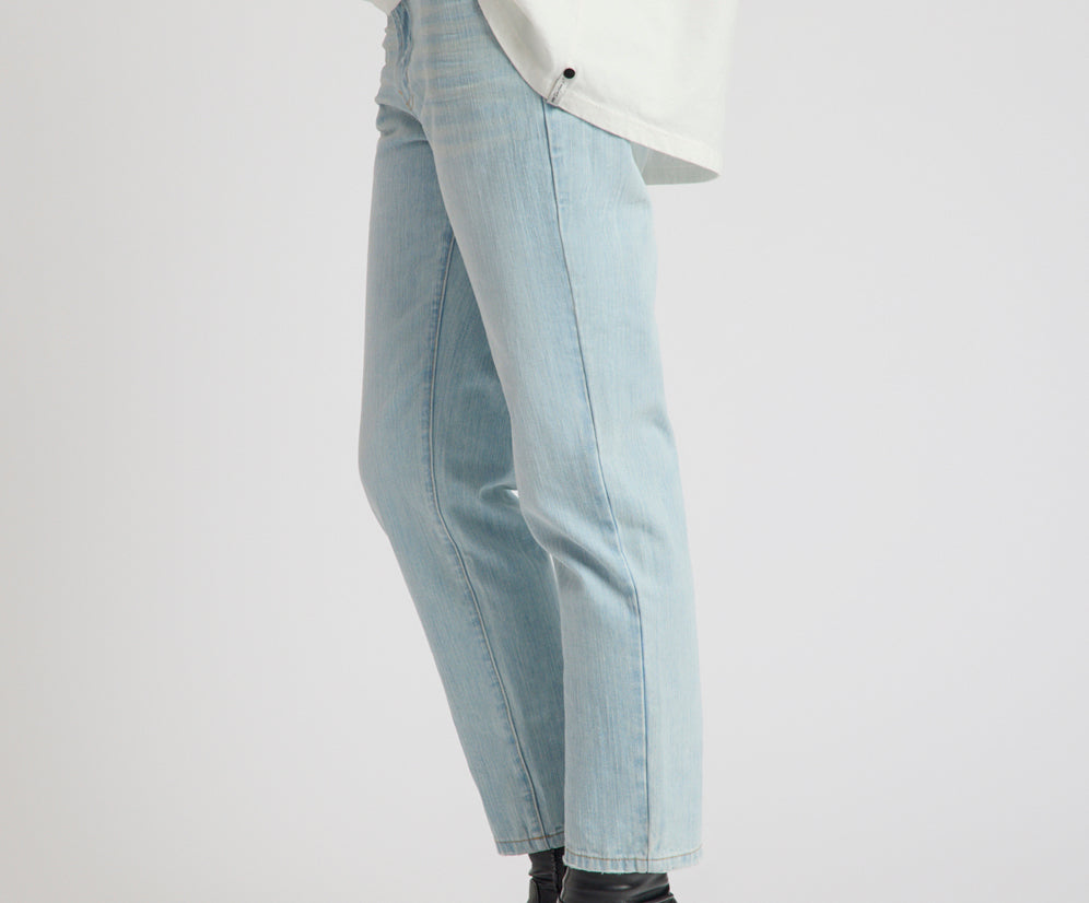 One Teaspoon Slims Heart High Waist Cropped Slim Fit Denim Jean Sea Mist Blue