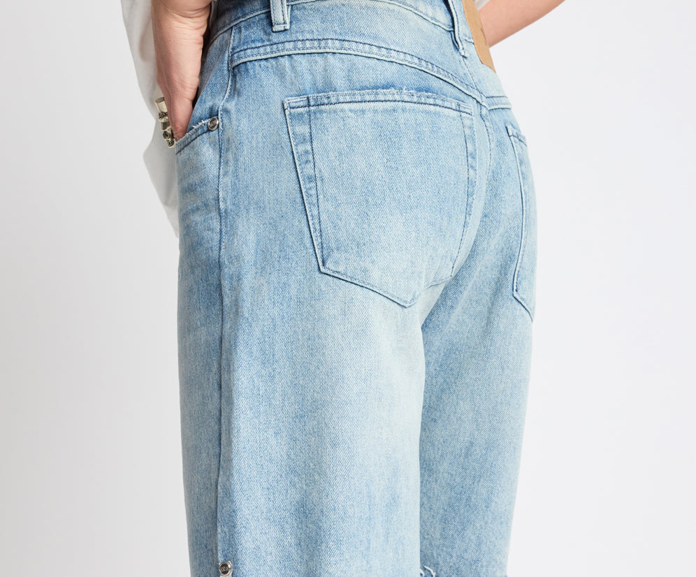 One Teaspoon Rebel Rise High Waist Long Length Denim Shorts - Salty Dog