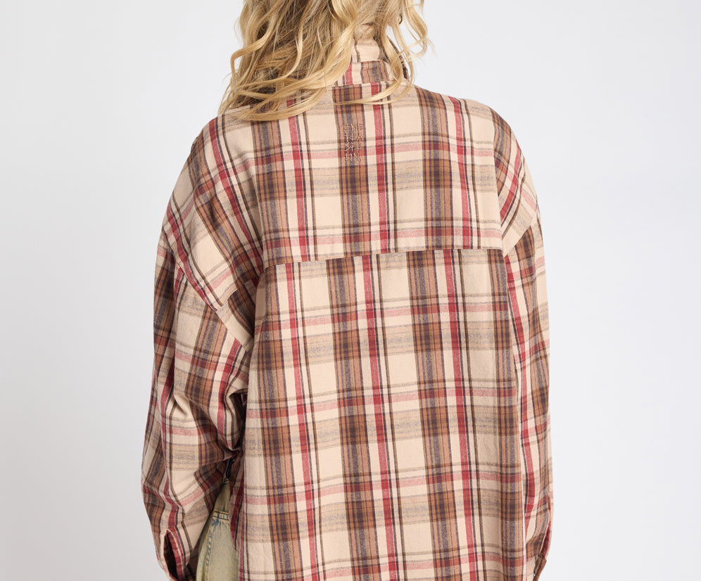 One Teaspoon Prairie Check Daria Shirt Sand Check