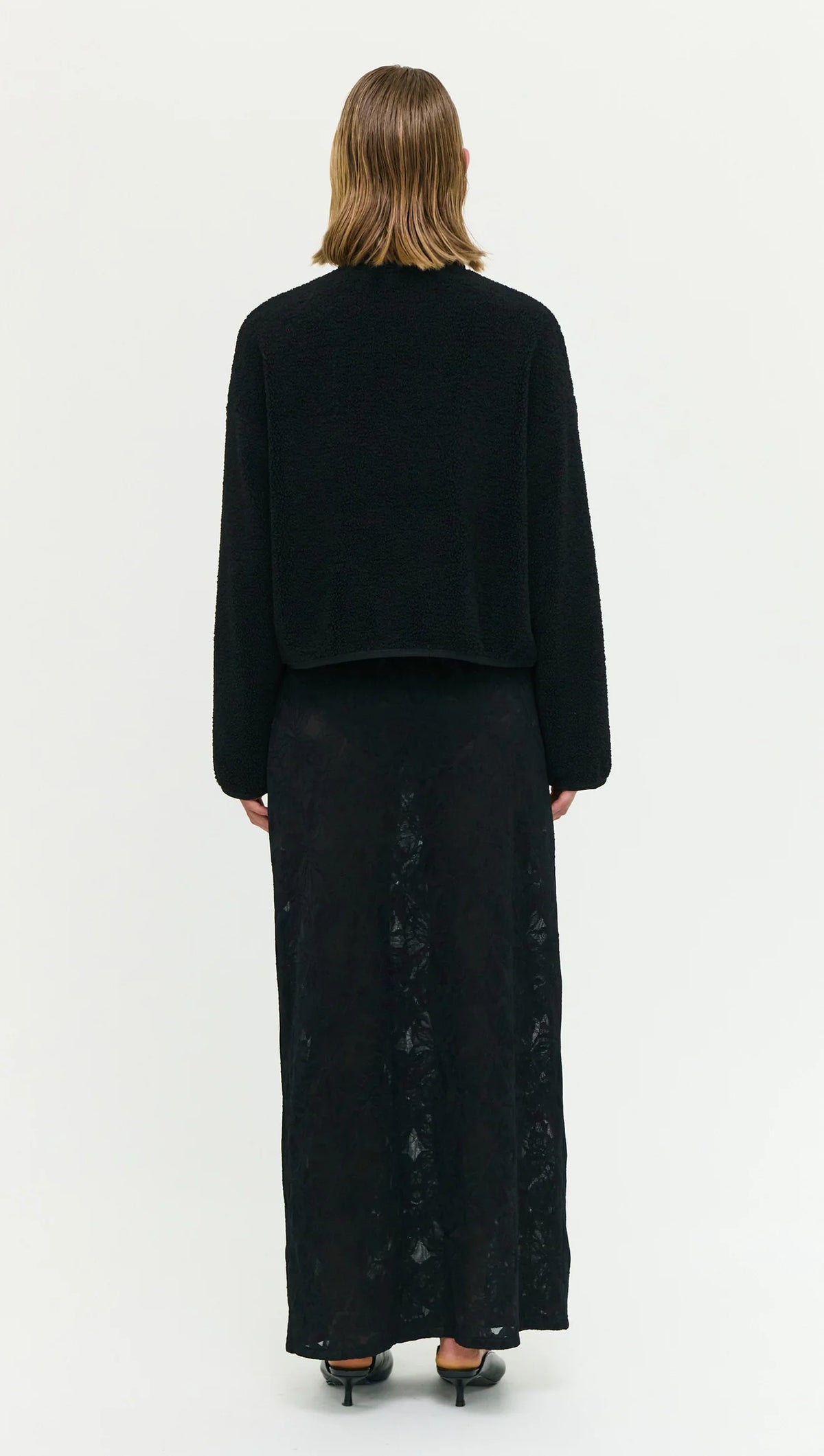 Staple The Label Katya Crop Sherpa Jacket Black