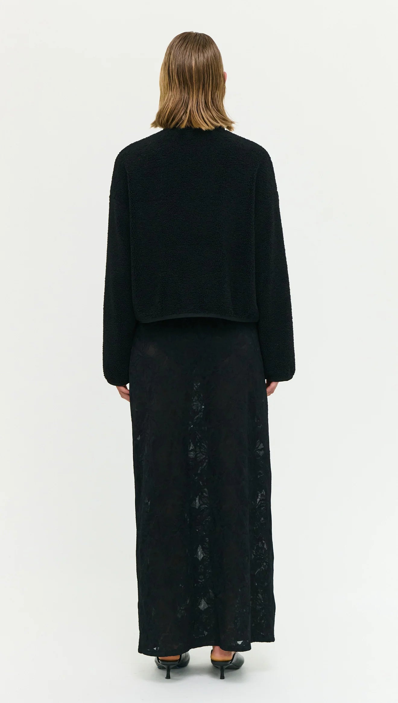 Staple The Label Katya Crop Sherpa Jacket Black