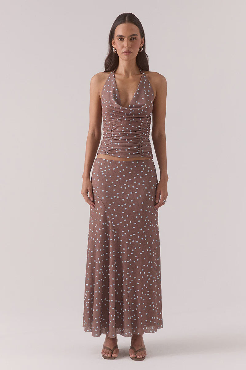 Sovere Delilah Skirt Mocha Polka Dot