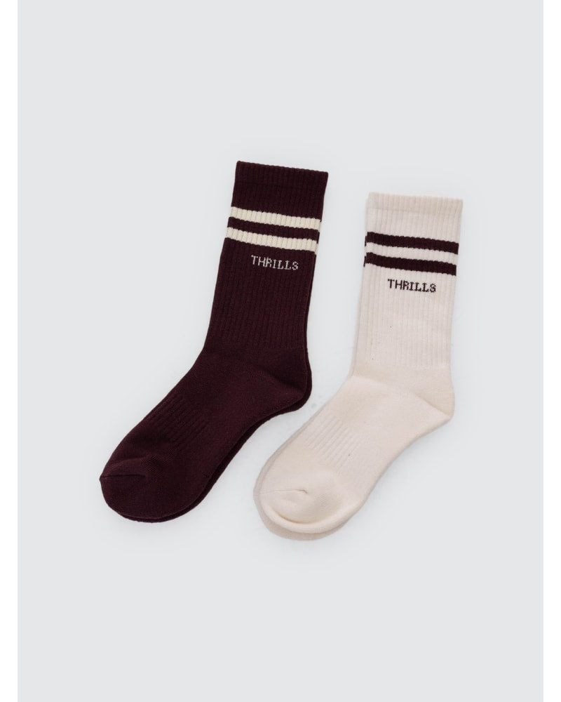 Thrills 6 Break Point 2 Pack Sock Heritage White - Bitter Chocolate