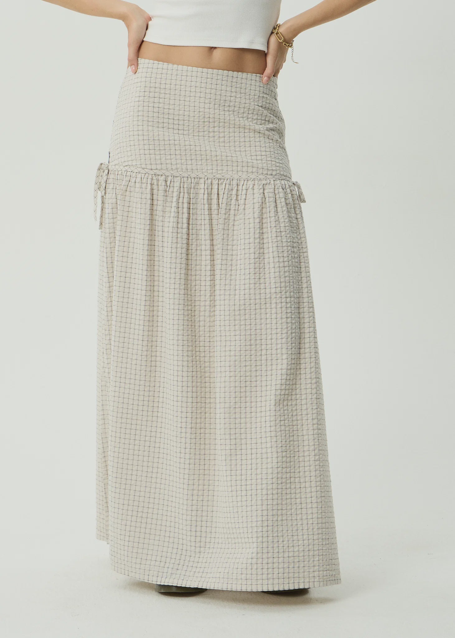 Afends Nadia Maxi Skirt Reverb Moonbeam Check
