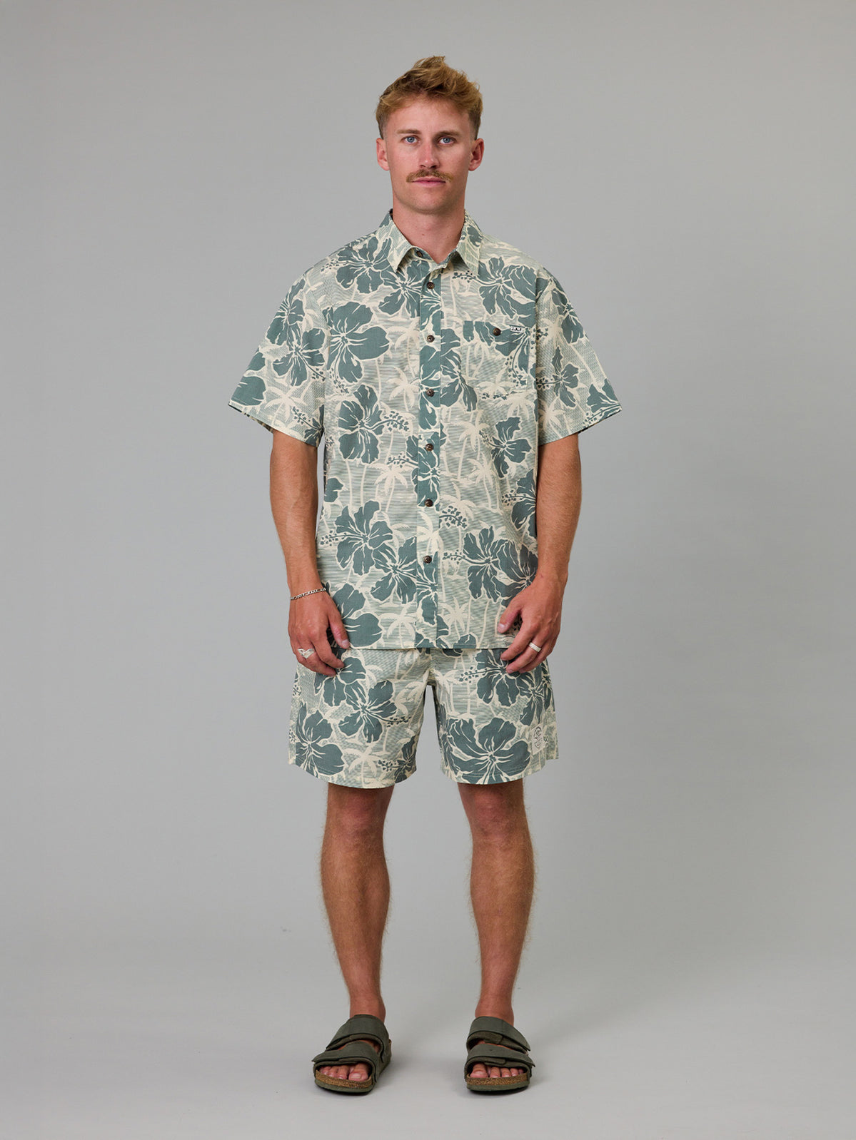 Just Another Fisherman Aloha SS Shirt Yellow Palms