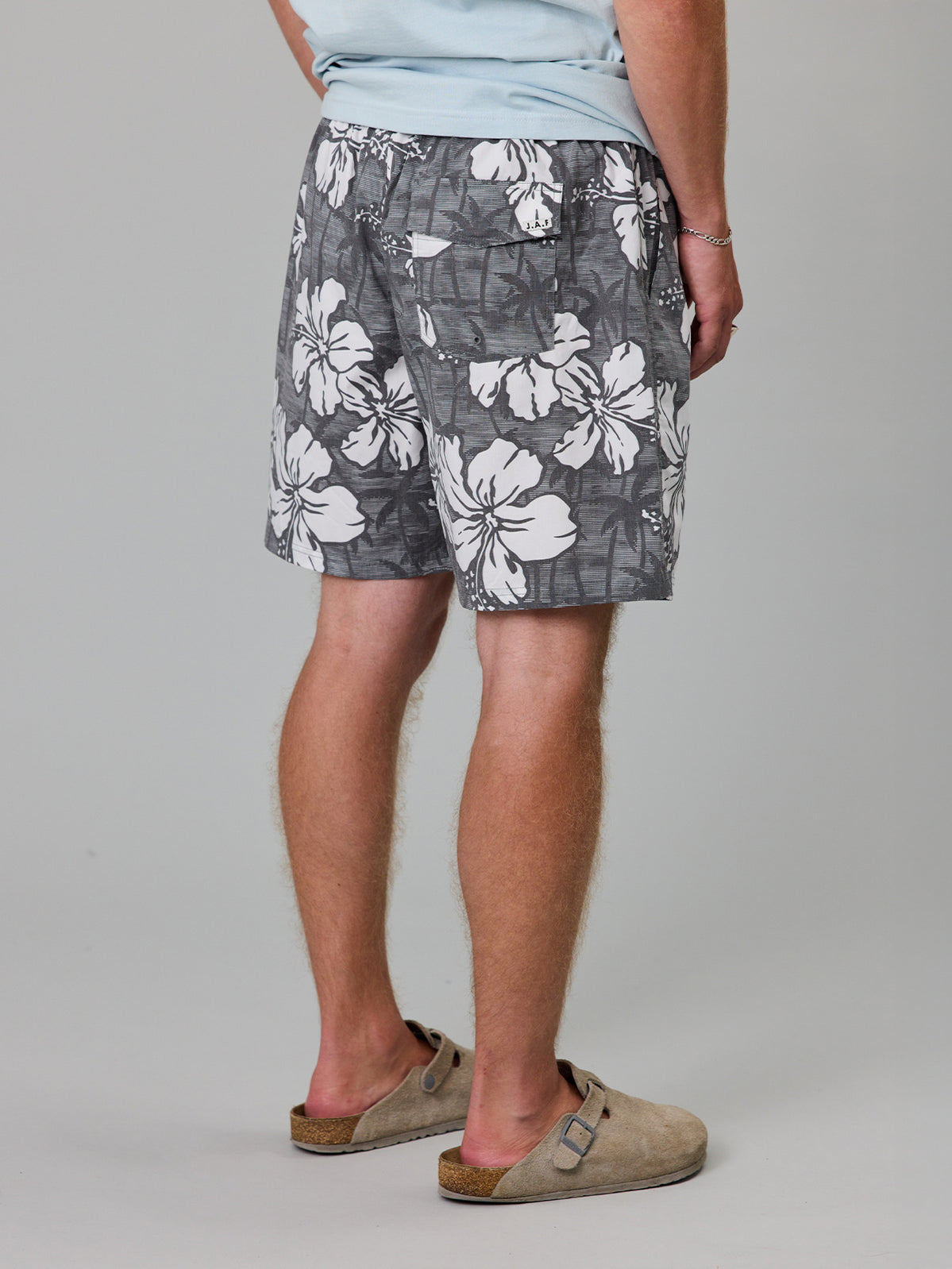 Just Another Fisherman Aloha Volley Shorts Black Palms