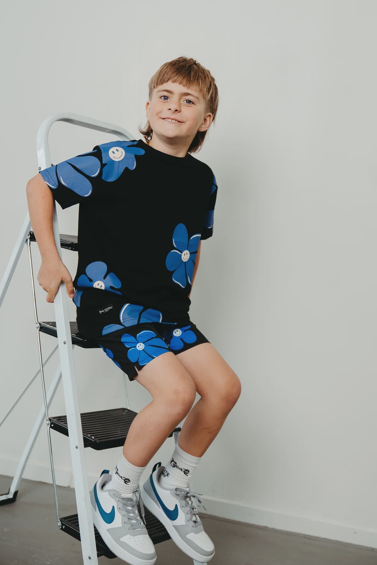 Crate Kids Smiley Flower Swim Shorts Black/Blue