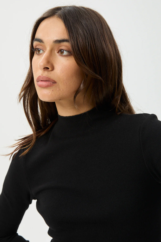 Afends Iconic - Long Sleeve Rib Top - Black