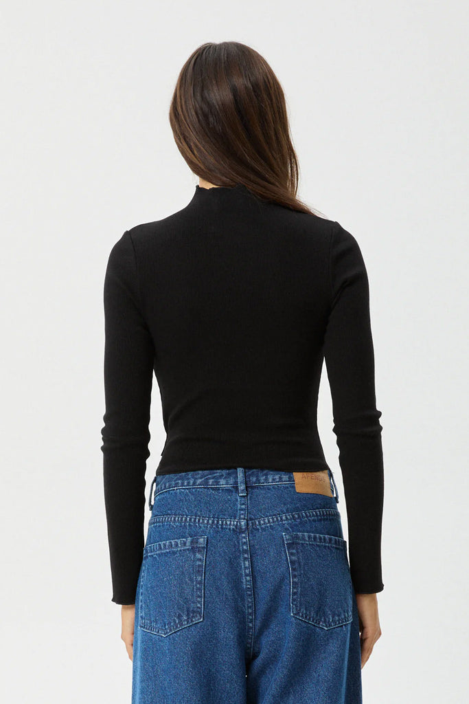 Afends Iconic - Long Sleeve Rib Top - Black