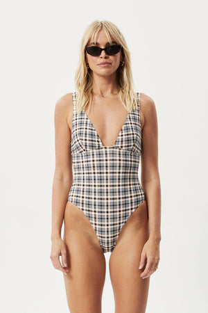 Afends Check Out Recycled Check One Piece Moonbeam Check