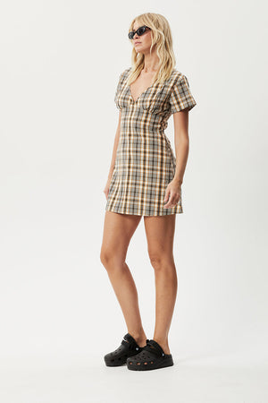 Afends Check Out Recycled Tea Dress Moonbeam Check