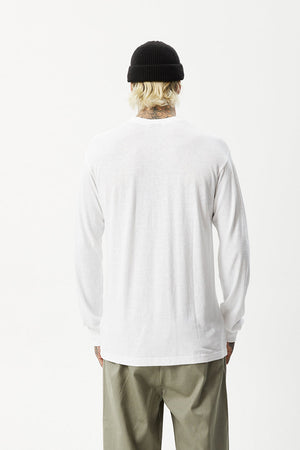 Afends Essential Hemp Retro Long Sleeve T-Shirt White