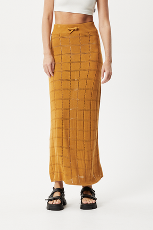 Afends Femme Knit Maxi Skirt Mustard