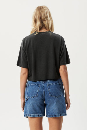 Afends Holiday Slay Cropped Tee Stone Black