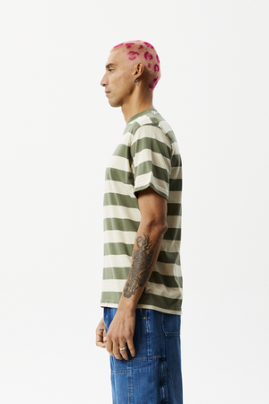 Afends Needle - Recycled Retro Logo T-Shirt - Cypress Stripe