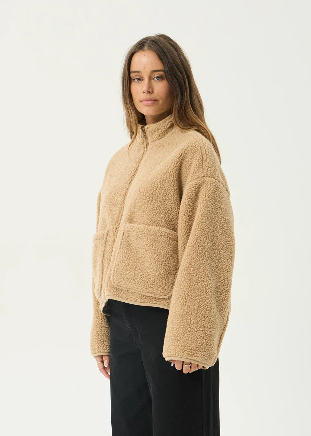 Afends Berlin - Reversible Polar Fleece Jacket - Almond Check