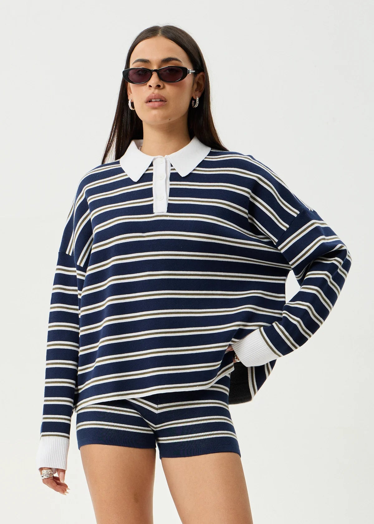 Afends Delta - Knit Shirt - Navy Stripe