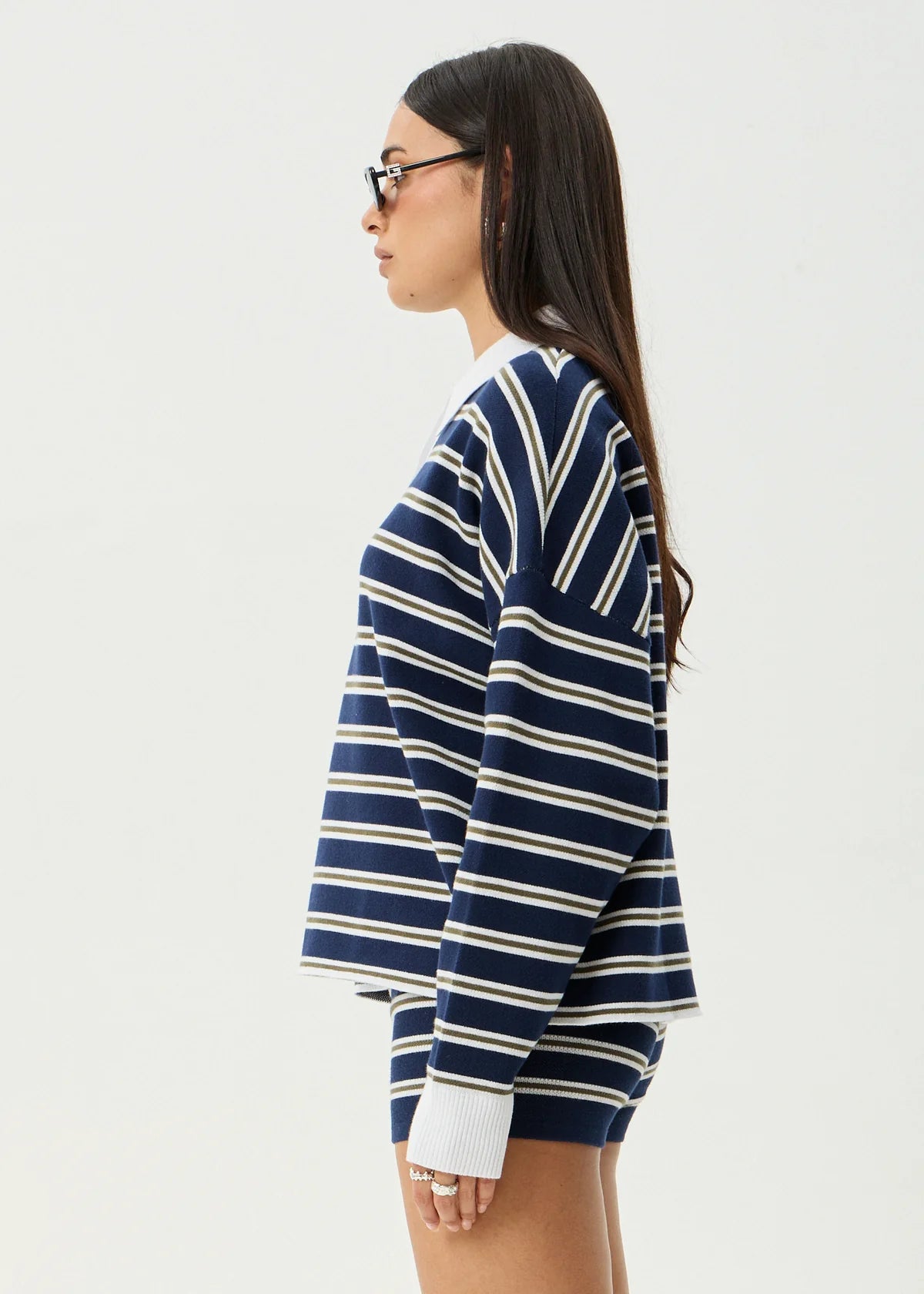 Afends Delta - Knit Shirt - Navy Stripe