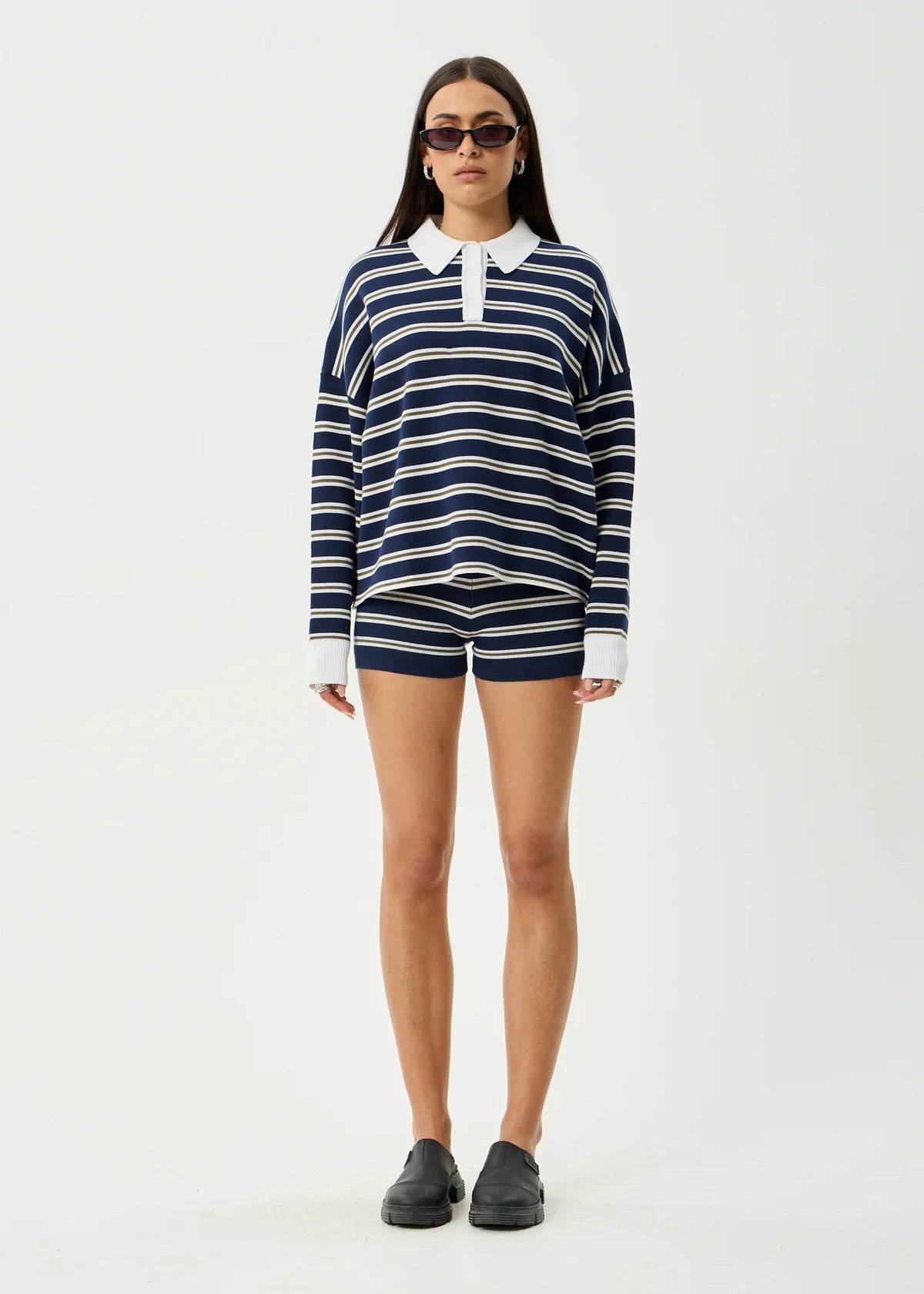 Afends Delta - Knit Shirt - Navy Stripe