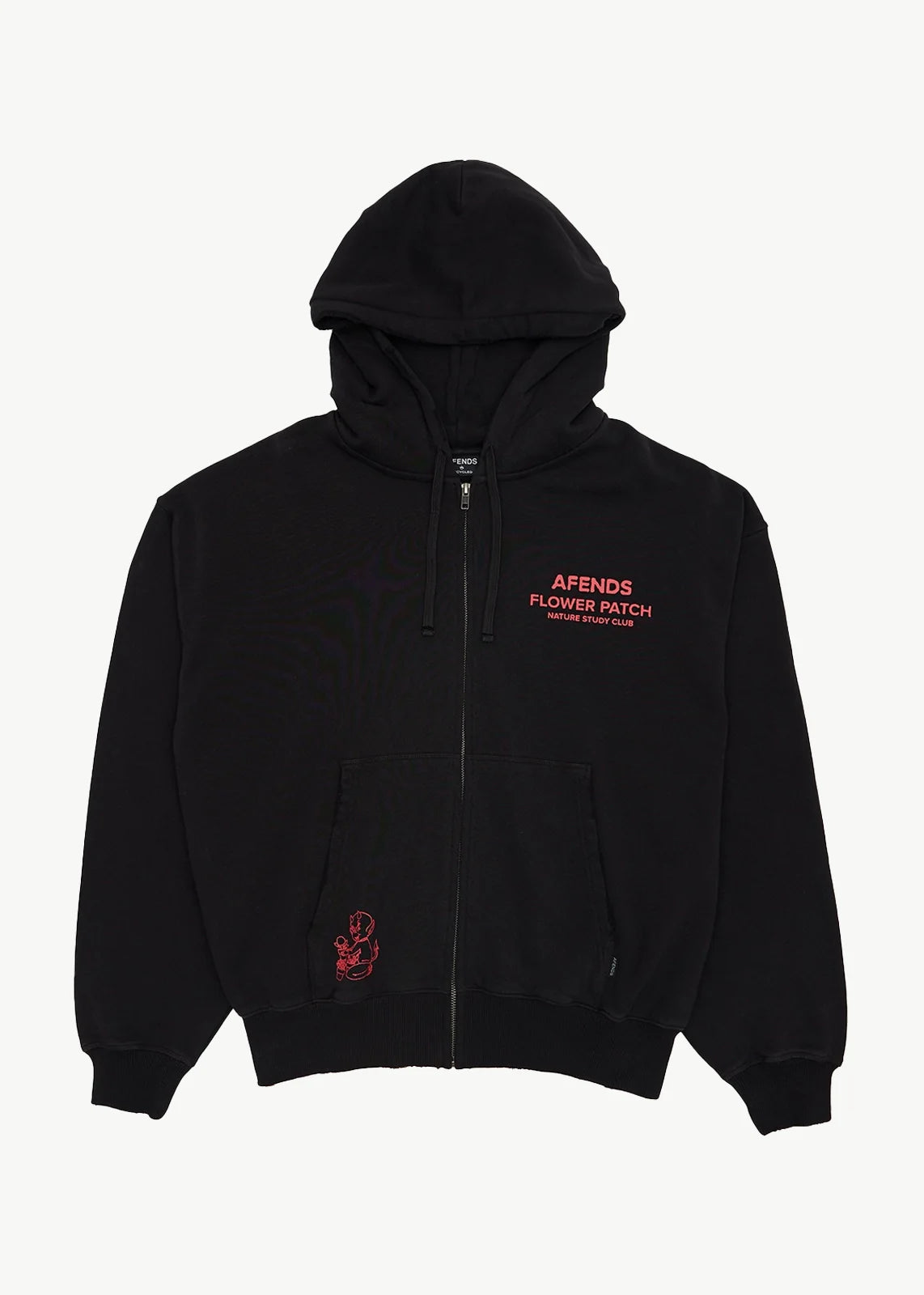 Afends Flower Patch - Boxy Zip Hood - Stone Black