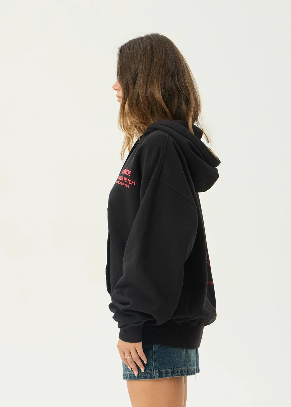 Afends Flower Patch - Boxy Zip Hood - Stone Black