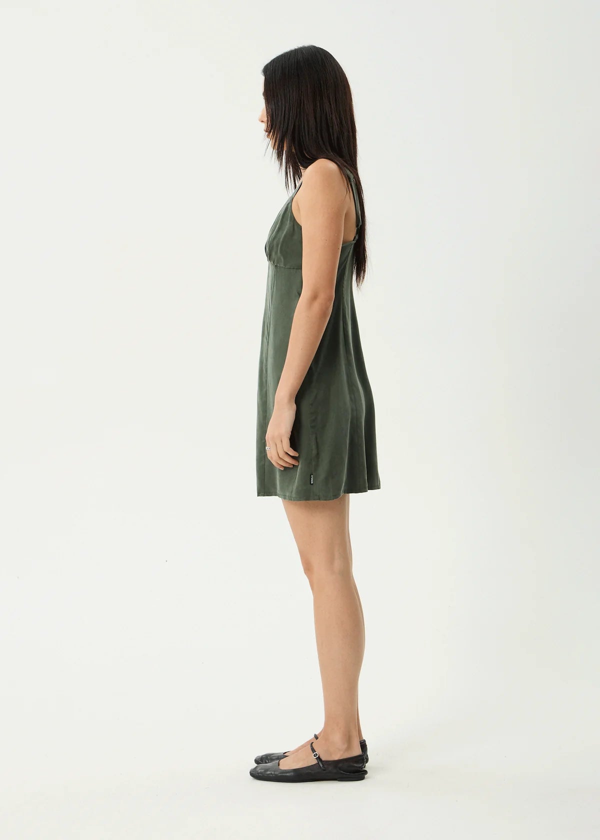 Afends Gerry - Cupro Mini Dress - Deep Green