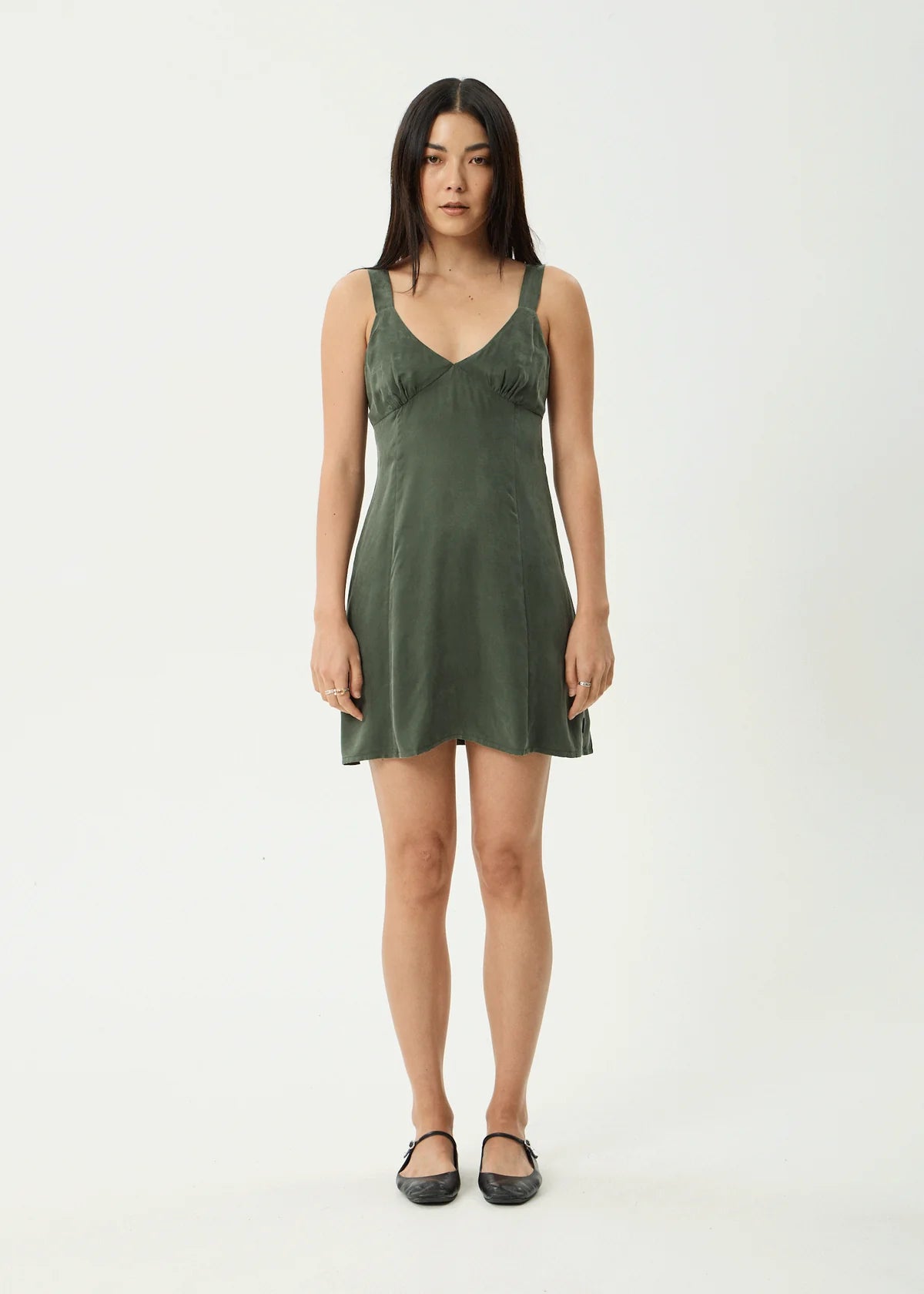 Afends Gerry - Cupro Mini Dress - Deep Green