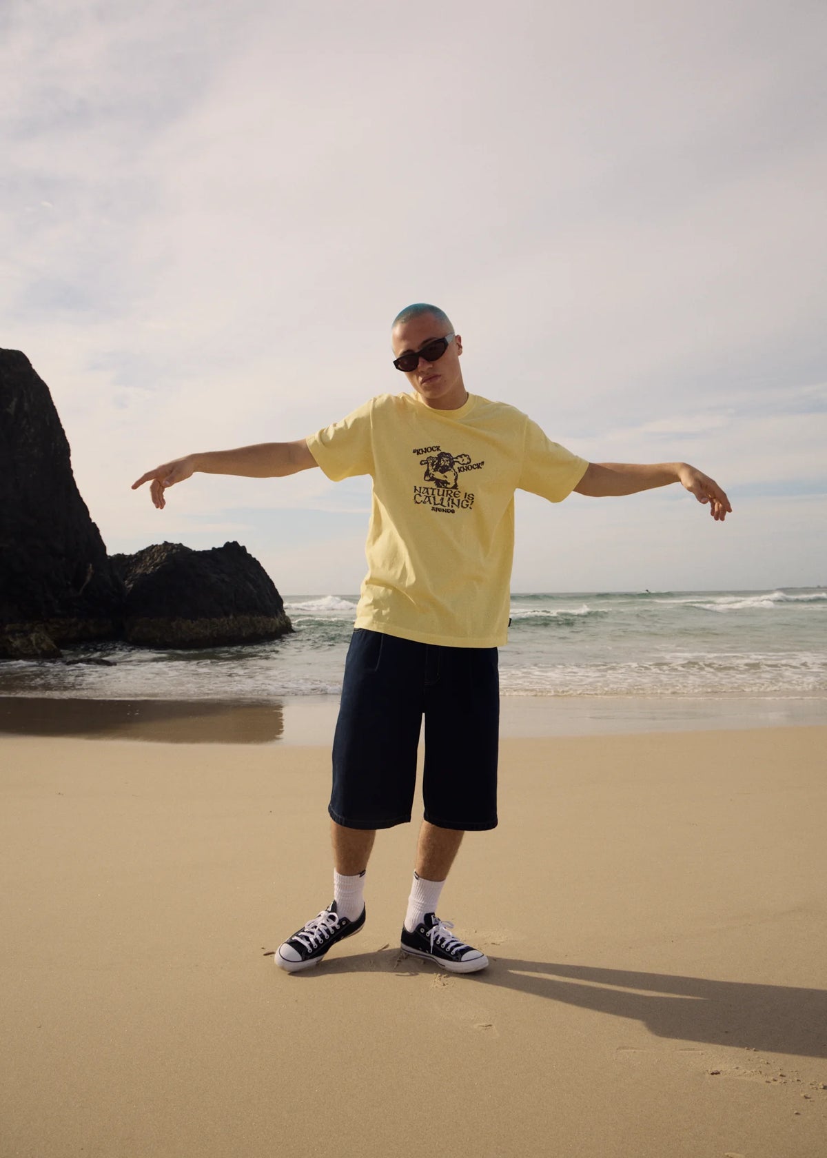 Afends Mens Knock Knock Retro Tee - Washed Lemon