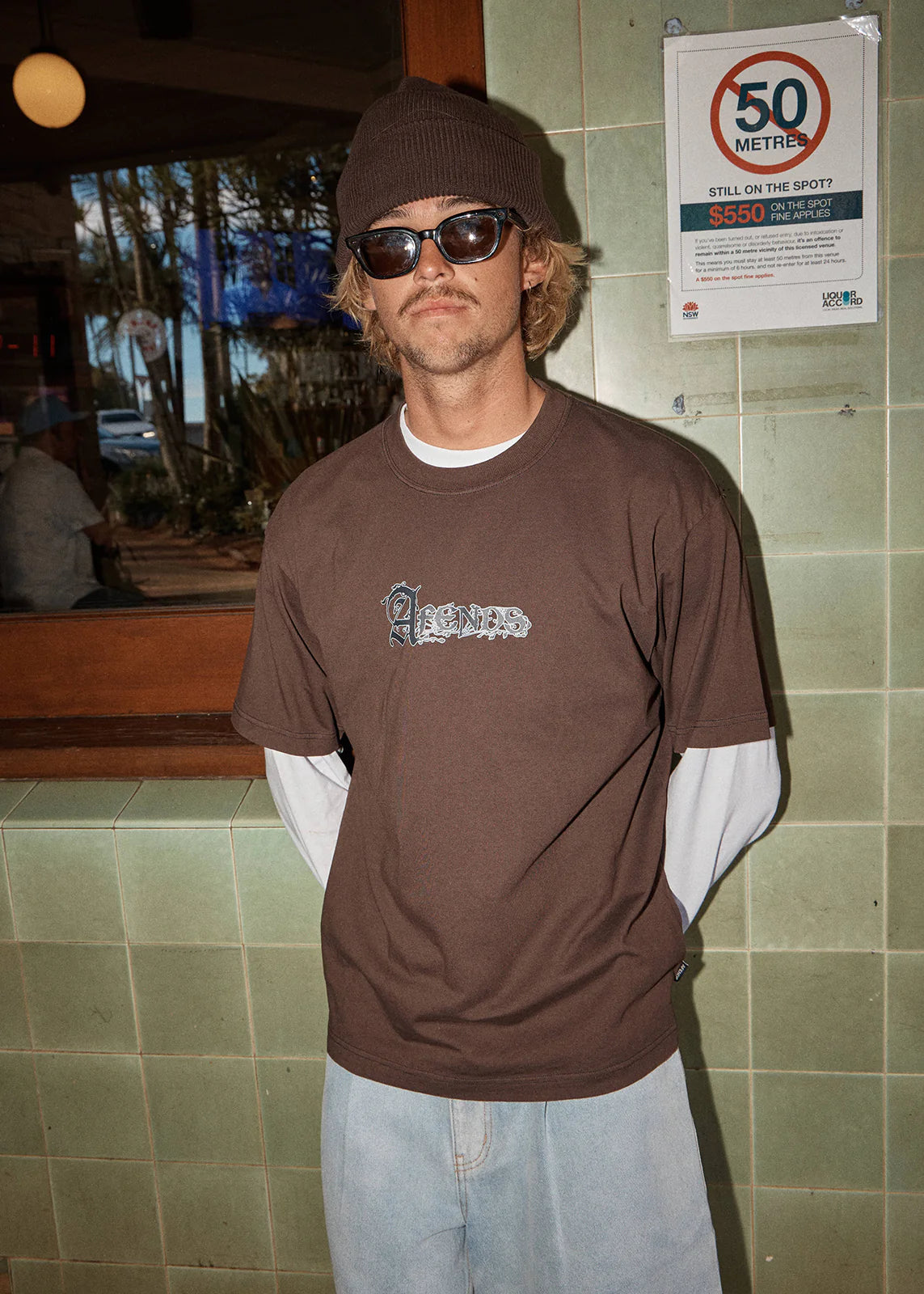 Afends Labyrinth - Boxy Tee - Washed Coffee