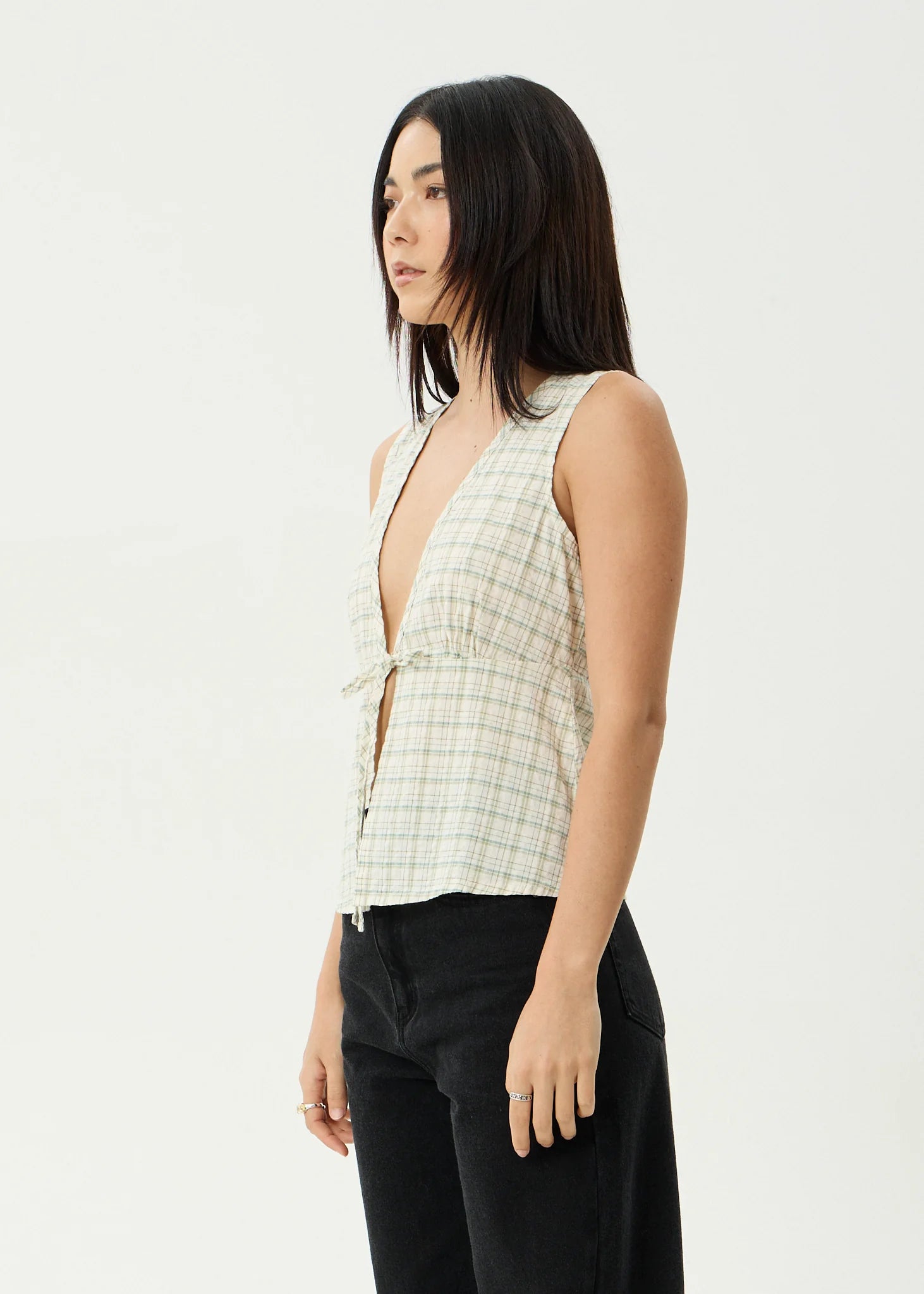 Afends Legacy - Seersucker Sleeveless Top - Boa Check