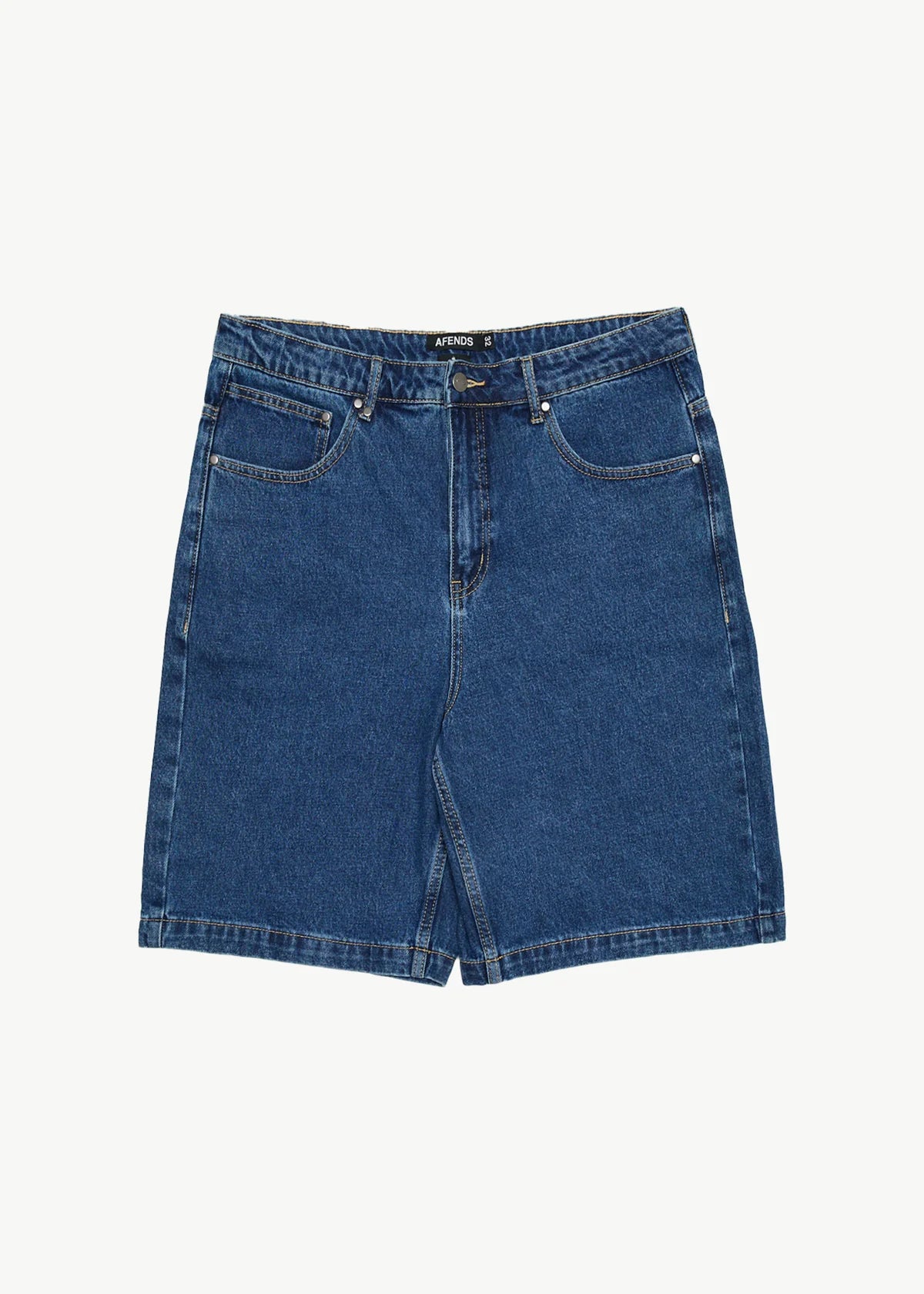 Afends Lil C Denim Baggy Fit Short 22 Inch Authentic Blue