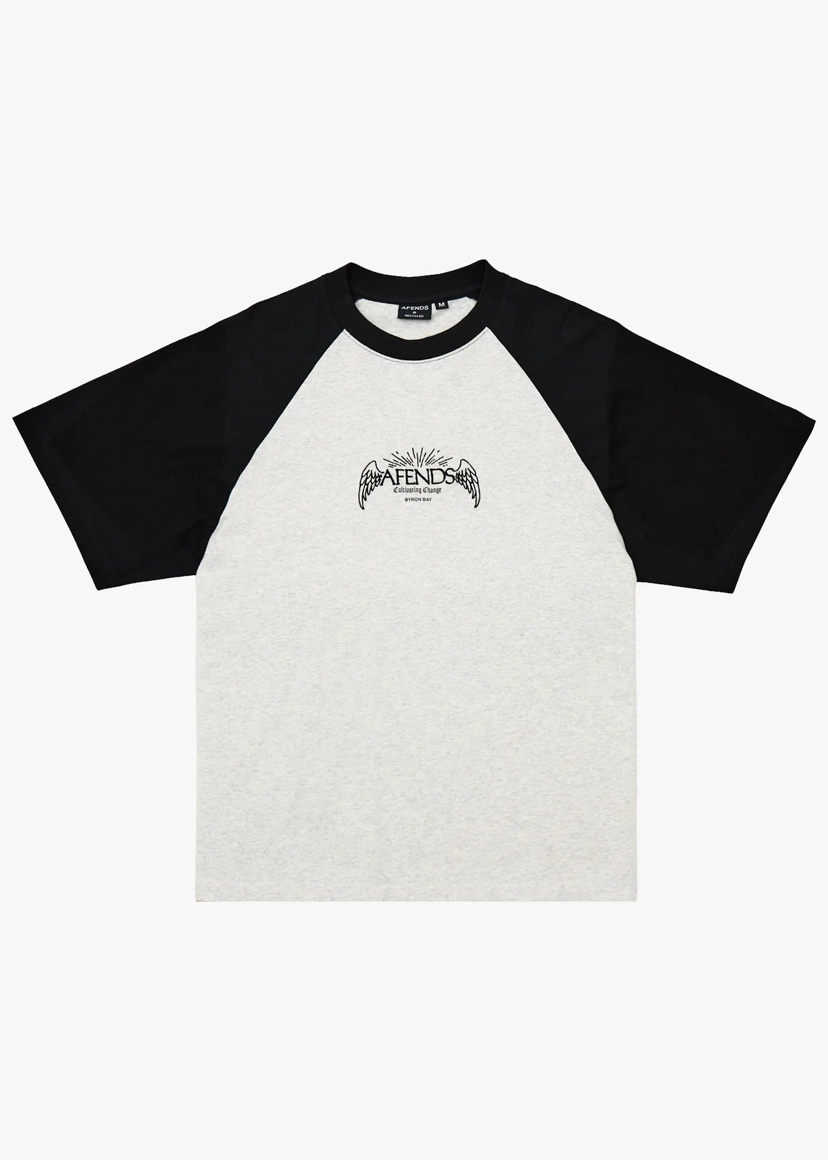 Afends Wings - Heavyweight Raglan Tee - Grey Marle