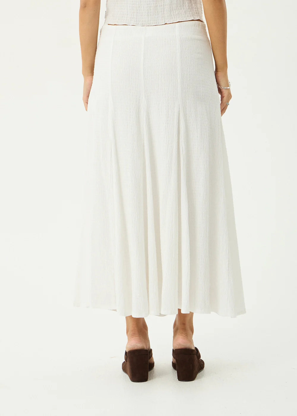 Afends Lana - Seersucker Midi Skirt - Off White