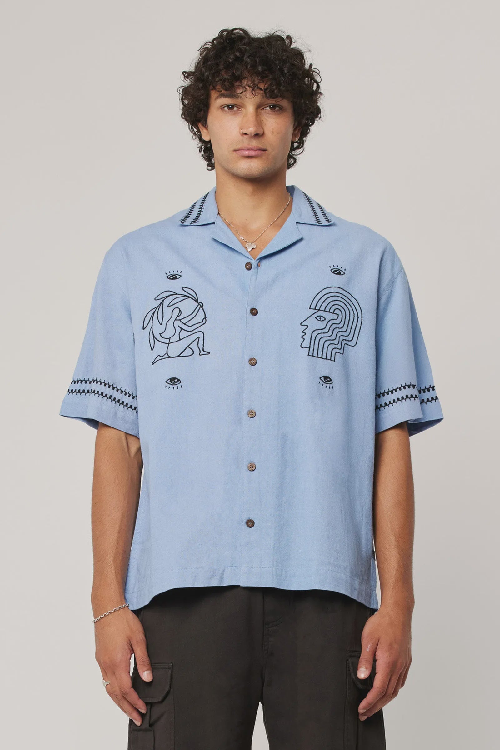 Rollas Bluemoon Bowler SS Shirt Ocean Blue