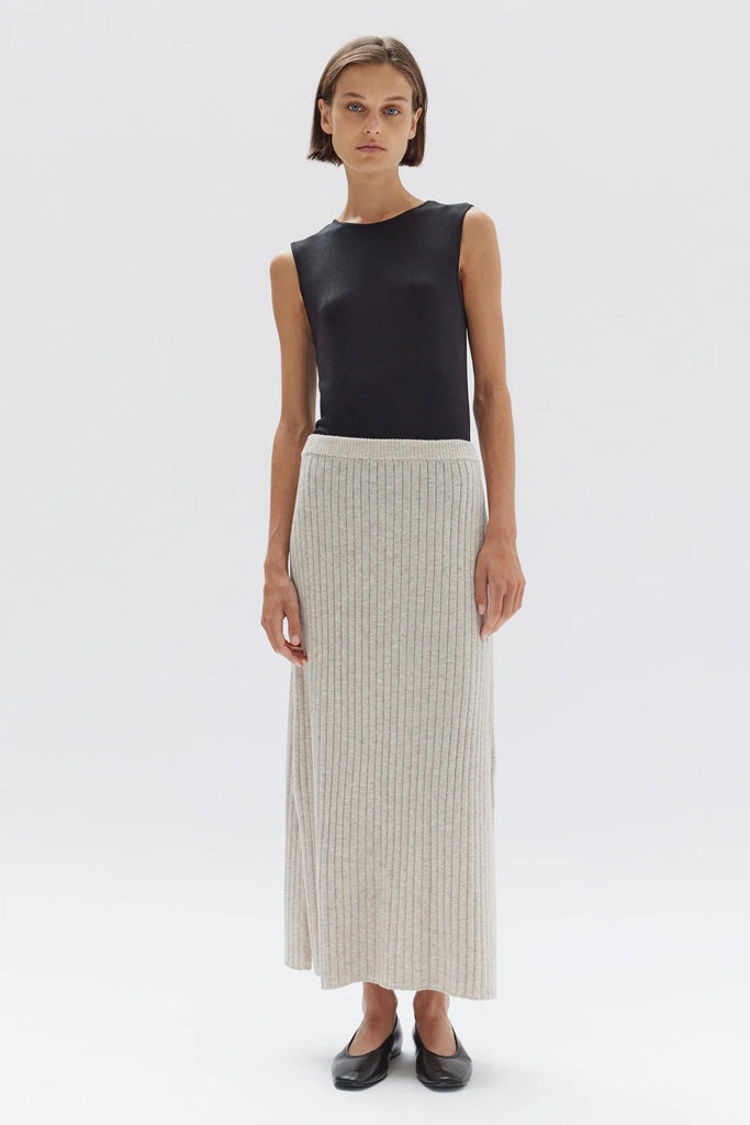 Assembly Wool Cashmere Rib Skirt Oat Marle